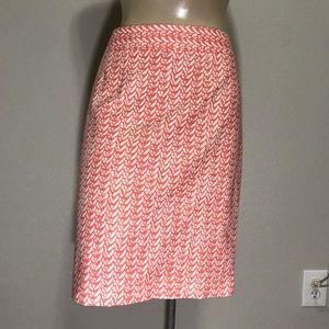 NWT Cynthia Rowley Coral and White Pencil Skirt 8